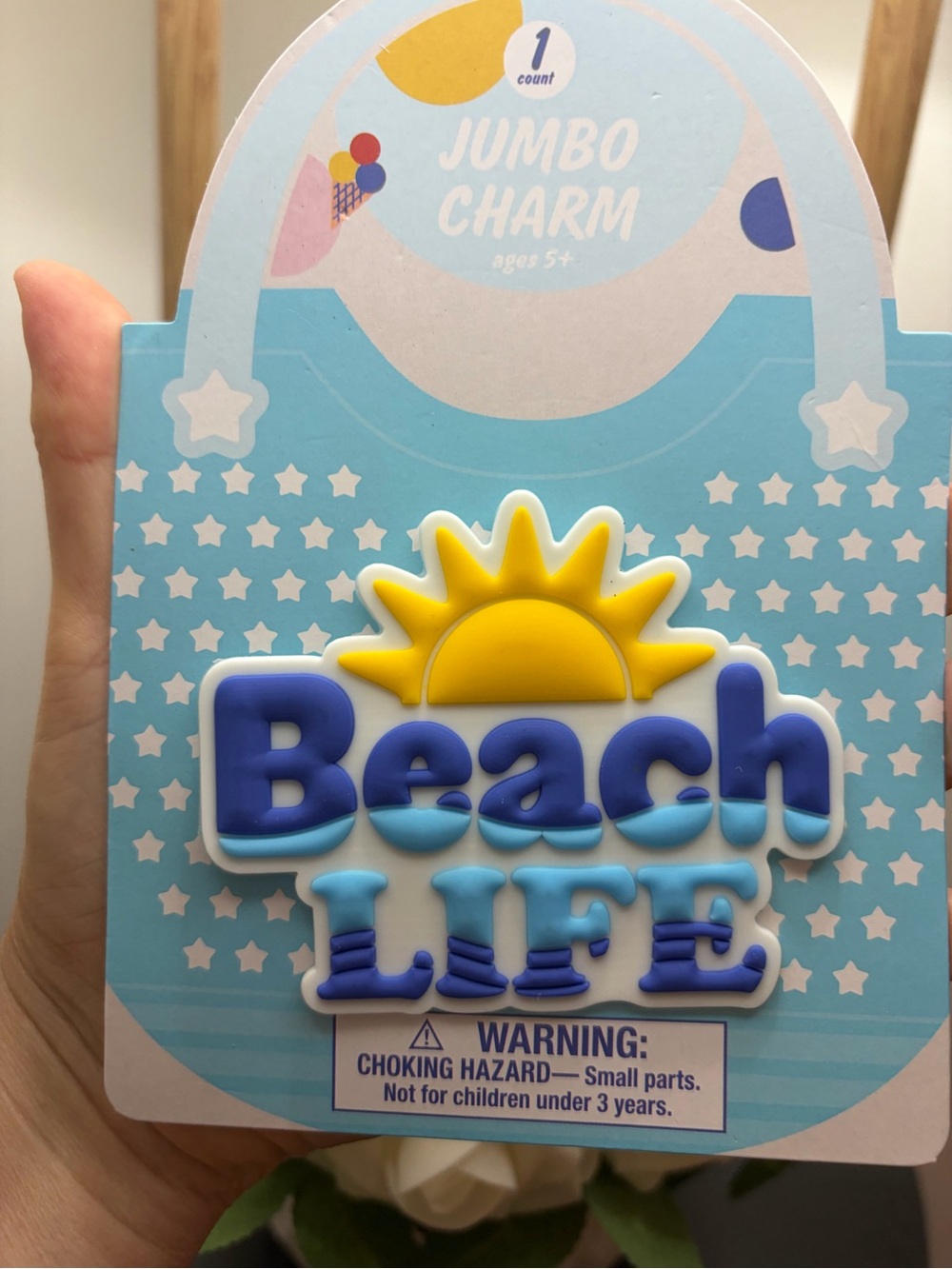 Beach Life Jumbo Charm - Yellow Sun with Blue Letters - Picture 1 of 6
